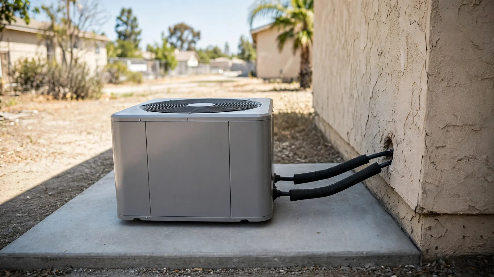 Same spot with a new AC condenser on a new level pad